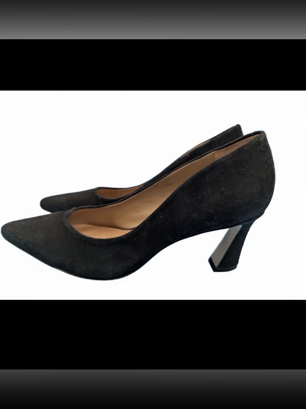 BERNARDO Faryn Black Suede Pointed Toe Pump Heel Shoes Size 9.5 M US